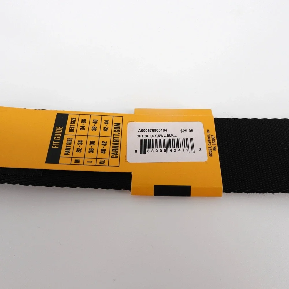 Carhartt Mens Nylon Webbing Ladder Lock Belt Black Large Utility New